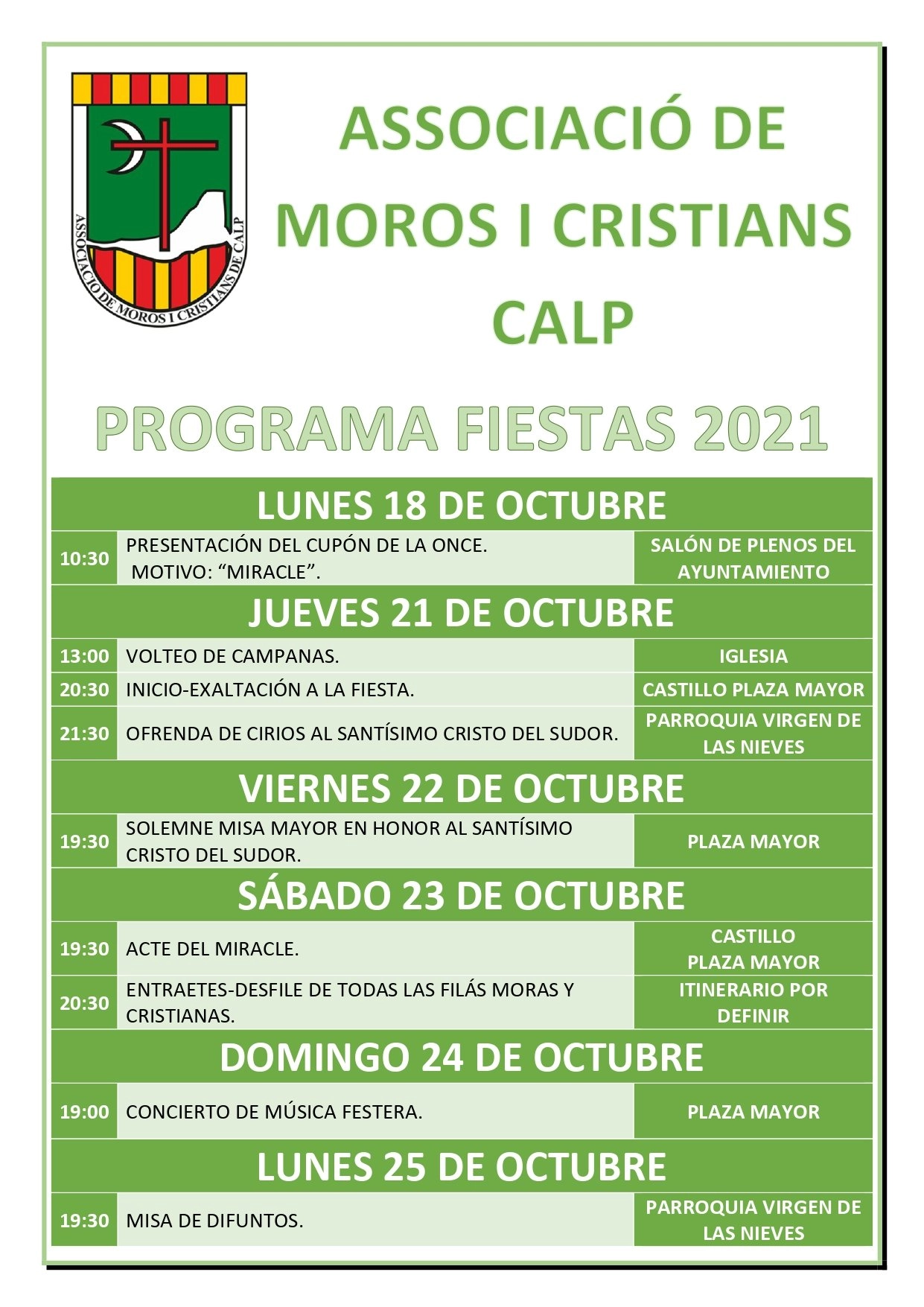Moros y Cristianos de Calp en Octubre de 2021