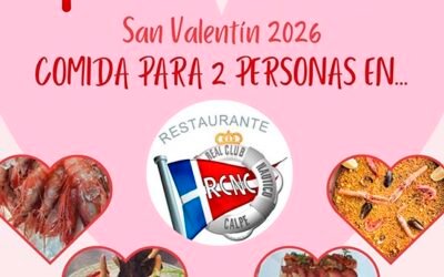 Sorteo de San Valentín 2026: Comida para 2 personas en el Restaurante Club Náutico de Calpe