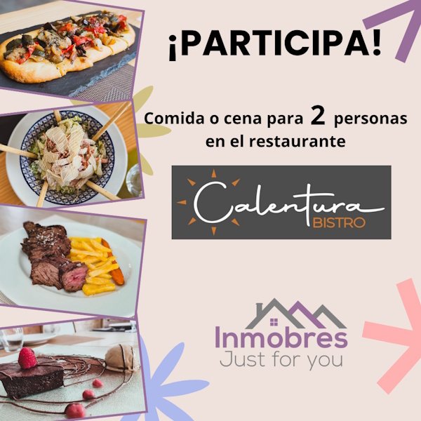 Sorteo de una comida/cena para 2 en el Calentura Bistro de Calpe - Abril 2026