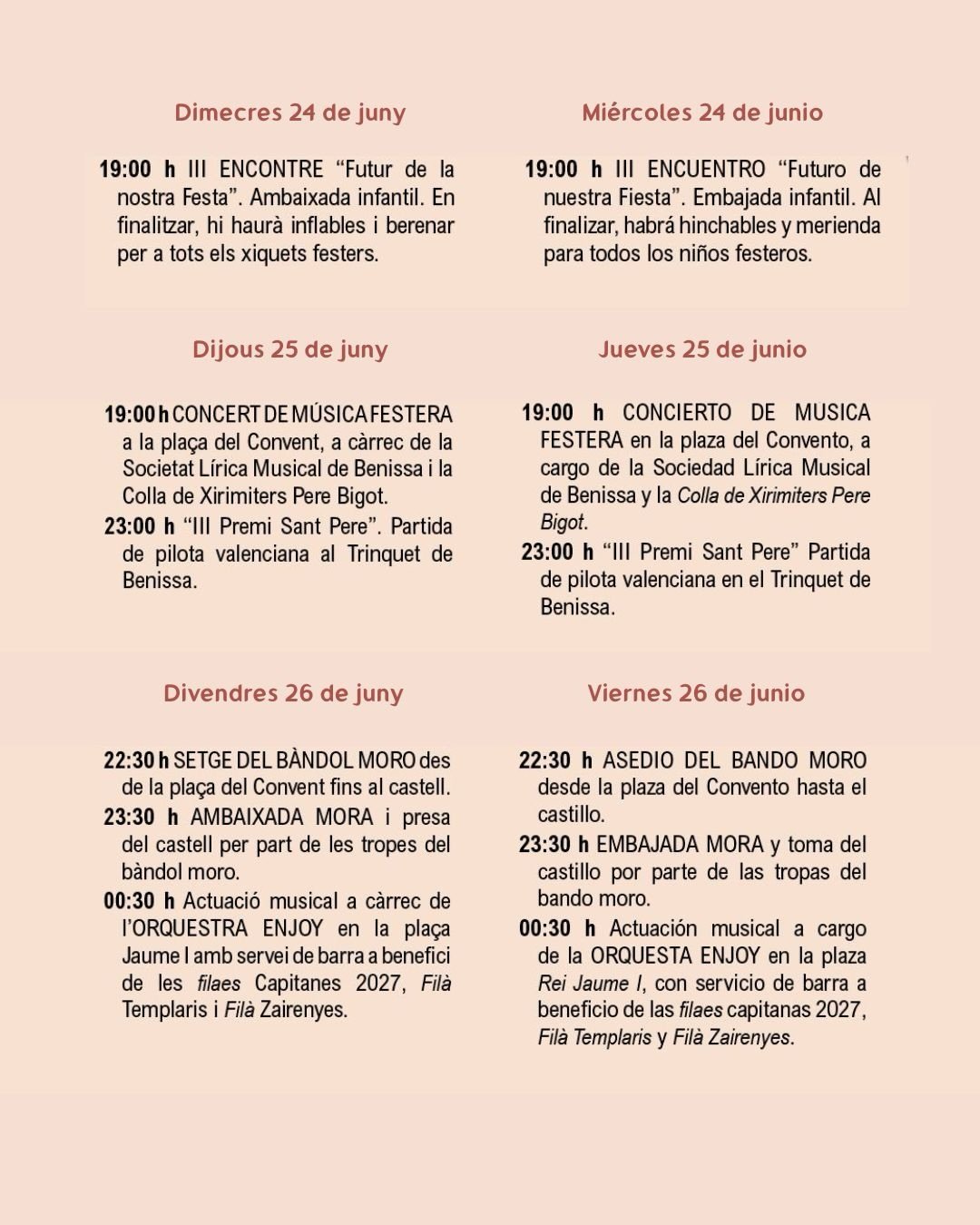 Programación Moros y Cristianos Benissa 2026 - 1