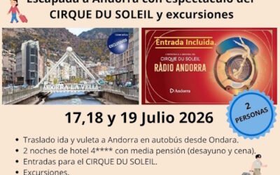 Inmobres - Referente Inmobiliario de la Costa Blanca 1 Sorteo de un Viaje a Andorra con Hotel y Espectáculo Cirque Du Soleil para 2 personas el 17, 18 y 19 de julio de 2026